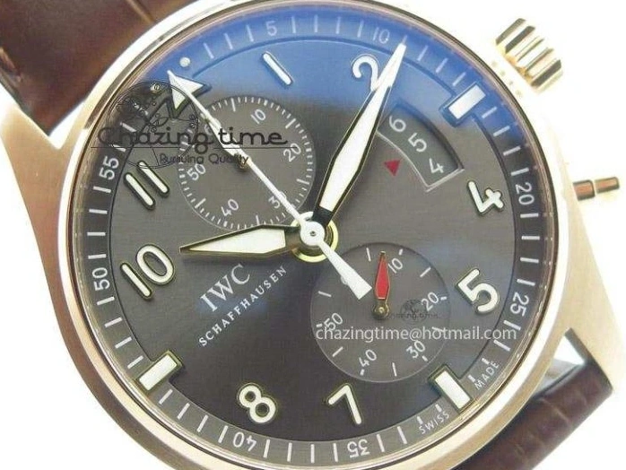 MIROTIME 0208 Pilot Chrono RG 3878 ZF Best Edition Grey Dial On Brown Leather Strap A UrbanChic 7330